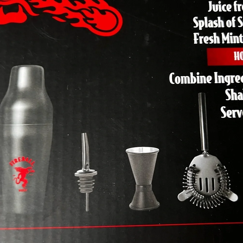 Fireball 4 piece shaker set bar essentials